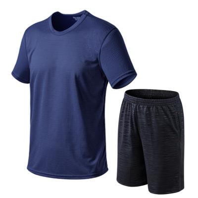 China 2020 Summer Men Breathable Sportswear Breathable Home Clothes Mesh T-shirt And Shorts Set for sale