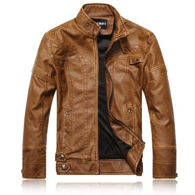 China Winter Sustainable Coat Mens Locomotive Vintage Stand Collar PU Leather Jackets Mens for sale