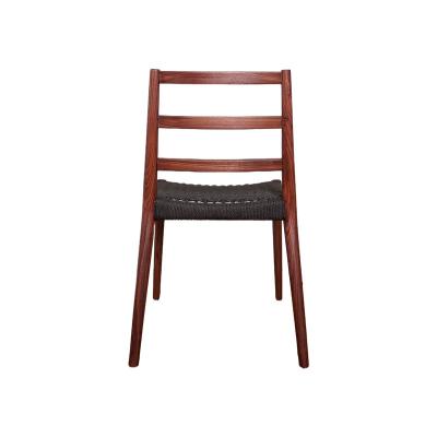 China Custom Product Solid Wood Wood Woven Dining Chair Black Walnut Three-Branched Woven Wood Dining Chair Chair for sale