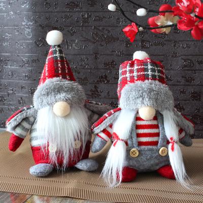 China 2021 Swedish Decor Santa Navidad Christmas Ornaments Plush Fabric Christmas Decoration Supplies Plaid Hat Gnome Table For Xmas Gifts for sale