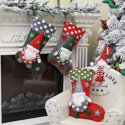 China Super Soft Cloth + Non-Woven Fabric Doll Christmas Stocking Gift Bag Faceless Decoration Jars Kids Gift Candy Bag Chimney Festival Home Decor 2021 for sale