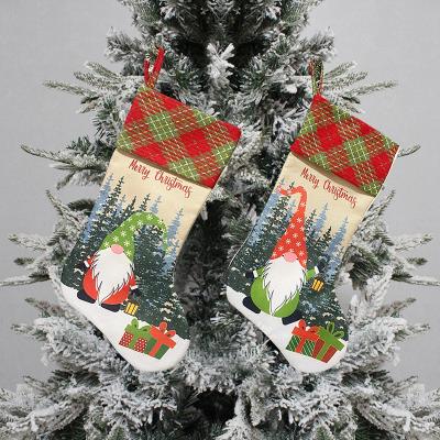 China 2021 Fabric Personalize Christmas Decoration Supplies Fabric Christmas Stocking Stocking Christmas Tree Ornament Candy Gift Flaxen Bag for sale