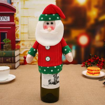 China Cloth Christmas Wine Bottle Bag Snowman Elf Santa Christmas Wine Bottle Covers For Home Dinner Table Decoration 2021 New Year Gift for sale