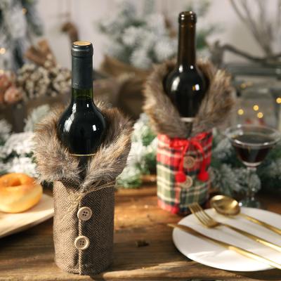 China Cloth Sweater Wine Bottle Bag Christmas Decoration Supplies 2021 Christmas Party Table Ornaments Christmas Wine Bottle Cover for sale