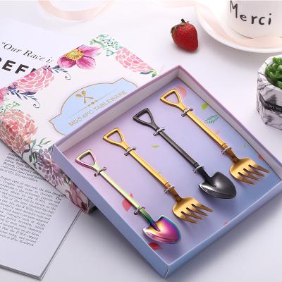 China Viable Stainless Steel Ice Cream Spoon Fork Flatware For Fruit Appetizer Desserts Ice Cream Scoop Dessert Scoop for sale