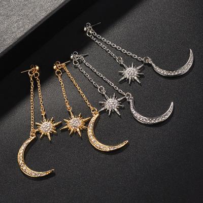 China Fashion Other Sun Moon Exaggerated Statement Long Dangle Earrings Women Dangle Earring Tassel Jewelry for sale