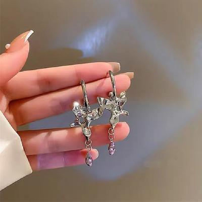 China Other New Design Lady Big Earrings Butterfly Crystal Pendant Korean Jewelry Vintage for sale