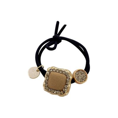 China Korean New Fashion Square Luxury Faux Stone Four Seasons Style Makeup Headband Ladies Convenient Rope Headband for sale