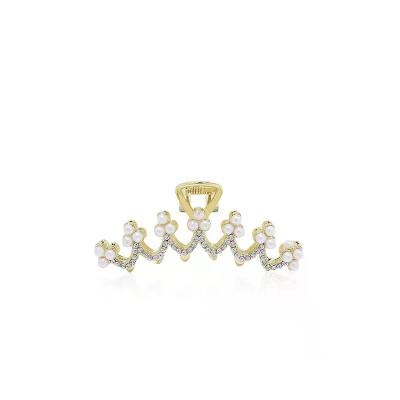 China Simple ALLOY Geometry Pearl Rhinestone Metal Alloy Styles Princess Hair Claw Clip For Women for sale