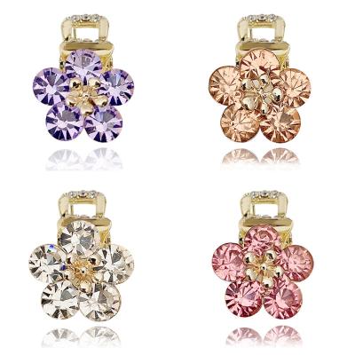 China New Popular Fashion Crystal Rhinestones Flower Alloy Hairpin Gold Hair Clip Accessories For Women for sale