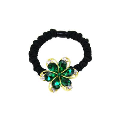 China Fashion K9 Crystal Flower Hair Bands Accessories Elastic Hair Rope Bands For Women for sale