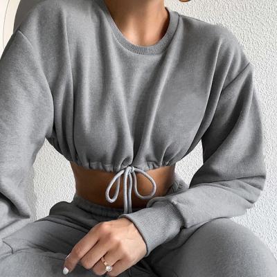 China 2021 Fashion Breathable 100%Cotton Women Loose Sweatpants Solid Color Activewear Set Two Piece Set for sale