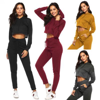 China Breathable Top Selling Unbranded Amazon Plain Sports Custom Made Hoodie Sweatshirts Pants And Joggers Sweatpants Women Tracksuit Set for sale