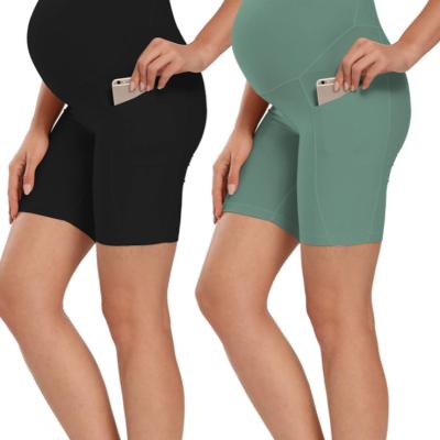 China Breathable Super Soft High Waist Pregnancy Yoga Shorts With Pocket Maternity Leggings For Pregnant Women Leggings Pants for sale