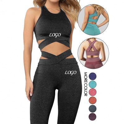 China Dropshipping Breathable Custom Logo Sportswear Fitness Activities Wear High Waisted Gaiters Seamless 2 Piece Suit Yoga Suit for sale