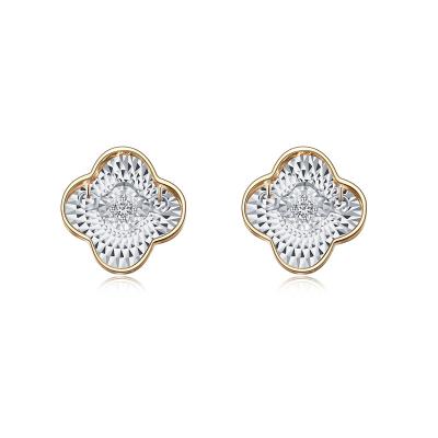 China Casual 18K Solid Gold Flower Diamond Jewelry Small Diamond Earring / Sporty For Girlfirend for sale