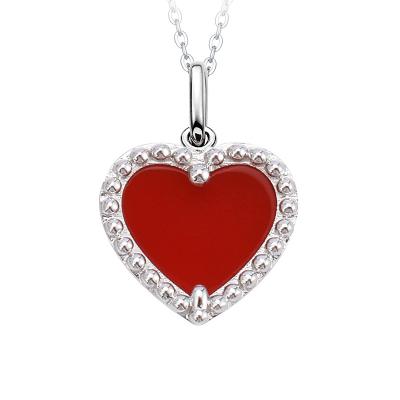 China FASHIONABLE Red Silver Heart Shape Jewelry S925 Charm Pendant Necklace For Women for sale