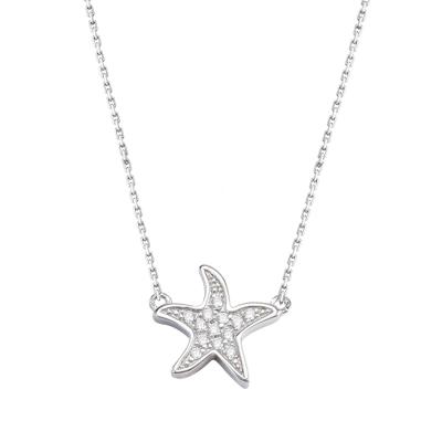 China TRENDY Natural Diamond s925 Sterling Silver Long Star Chain Necklace For Women for sale