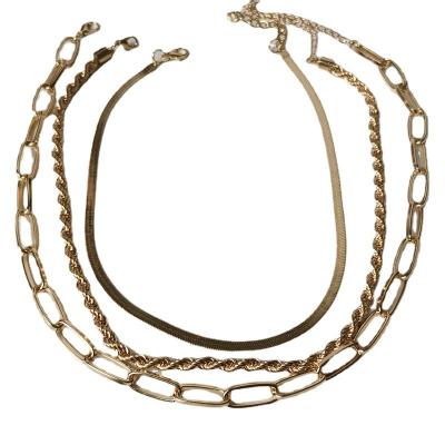 China New Casual/Sporty Snake Chain Copper Necklace For Women Simple Twist Chain Multilayer Necklace for sale