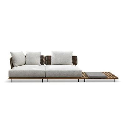 China Contemporary outdoor teak furniture garden sofa sectionaol fabric living room sofa with square tea table for sale