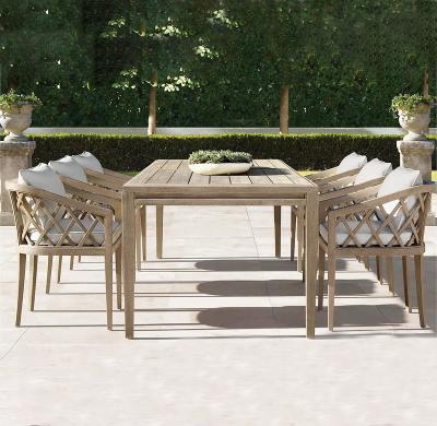 China Contemporary High End Luxury Outdoor Teakwood Long Table and Six Chairs Teakwood Table Sets for sale