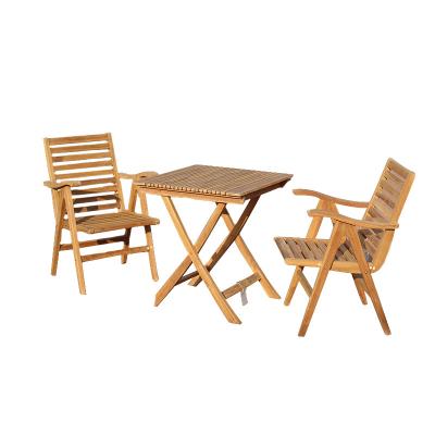 China Small one contemporary portable outdoor teak wood balcony furniture design leisure table and two chairs for sale