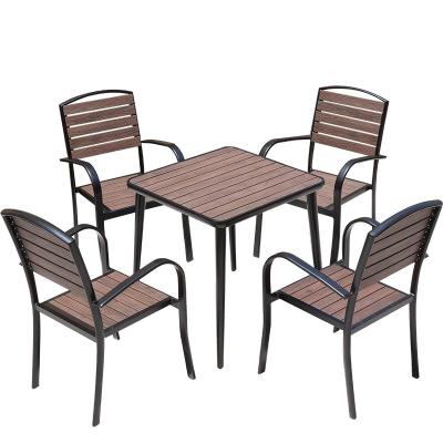 China Contemporary Hot Selling Outdoor Yard Leisure Plastic Wooden Tables And Chairs for sale