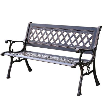 China Contemporary Outdoor Furniture Antique Bronze Park Outdoor Backrest Cast Aluminum Bench Chair for sale