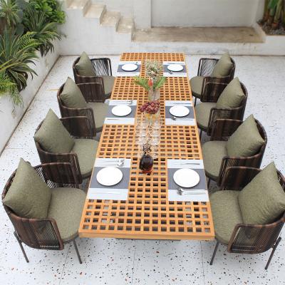 China Weather Furniture Outdoor Household Outdoor Furniture Garden Table And Chair With Cushion Rattan Table And Wicker Chair Set for sale