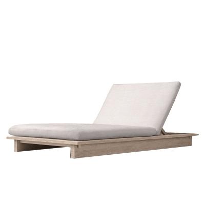 China Contemporary Outdoor Furniture Teakwood Deck Chair Furniture Household White Fabric Sofa for sale