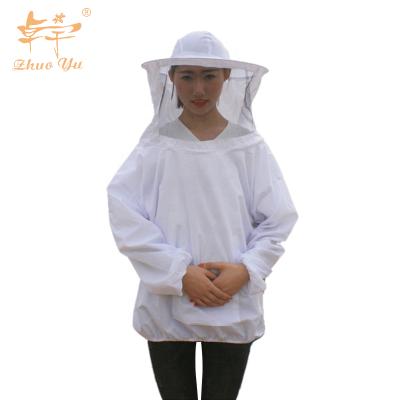 China Large Beekeeping Quality Beekeeper Cotton Cloth Smock Bee Keeping Equipment Hive Sleeve Suit Beekeeping Jacket With Veil Bee Clothing for sale