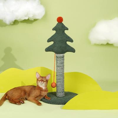 China Sustainable Cat Climbing Christmas Tree Jumping Platform Striping Mail Cat Tree Sisal Rope Cat Toy for sale