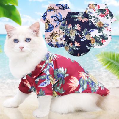 China Amazon Hot Viable Hot Sale Hawaii Style Coolmax Print Summer Pet Cat Kitty Big Dog Clothes Breathable Pet Clothes for sale