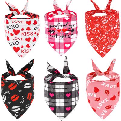 China Custom Valentine's Day Washable Viable Wholesale Pet Logo Design Pattern Cotton Pet Accessories Triangle Bandana For Dog for sale