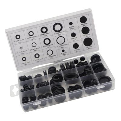 China Hot Selling Black Electrical Rubber O Ring 125pcs O-Ring Rubber Grommet Rubber Seal SYD-1120 Grommet Kit 125pcs for sale