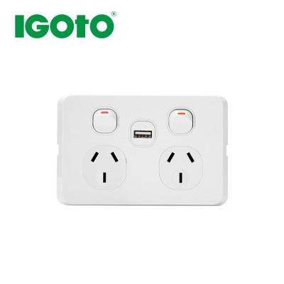 China RS315-USB USB Wall Socket PowerPoint Supply Plate 2 Electrical Home Switch Residential/Multi-Purpose Single Australian AU Socket for sale