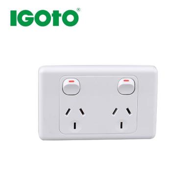 China IGOTO AS315 Residential/Multi-Purpose Hot Selling Australian Standard 2way Standard 2 Gang Switch Socket For Hotel Light Wall Switch for sale