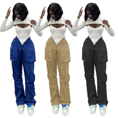 China Spring Track Pants 2022 Casual Mid-waist Viable Best-Selling Solid Color Women's Straight Women's Pants Cargo Pants Women With Pockets for sale