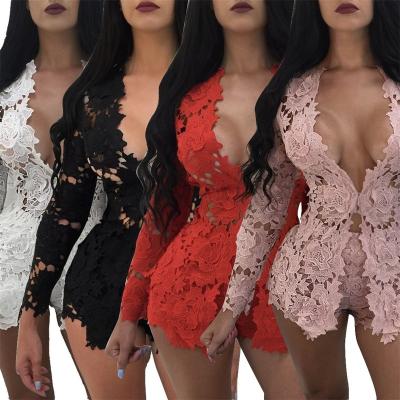 China Two-piece two-piece suit long-sleeved elegant women's lace suit shorts lace fabric anti-pilling women's lace for sale