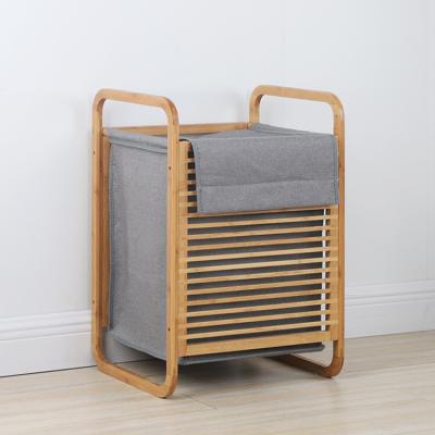 China Classic Durable Bamboo Free Cloth Storage Wooden Frame Laundry Hamper Eco-friendly Design Laundry Hamper For Dirty Cloth for sale