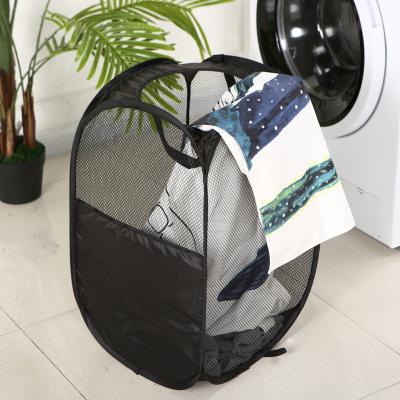 China Viable Accept Hot Sale Large Capacity Customized Mesh Dirty Clothes Laundry Folding Basket With Handles for sale