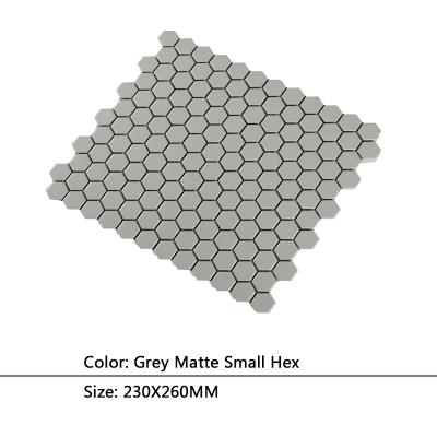 China Gary Hexagon Shape 230*260mm Modern Dark 2mm Matte Outdoor Ceramic Mosaic Tile For Kitchen Backsplash for sale