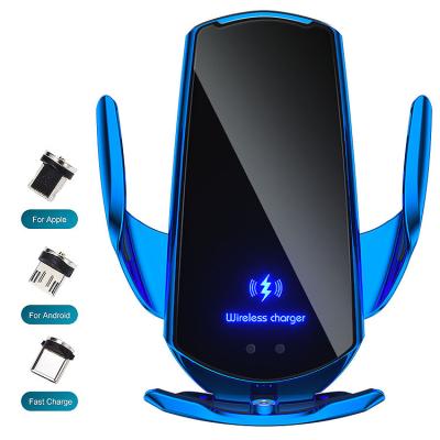 China 2021 hot sale 15w amazon mobile phone fast charger mobile phone charger automatic magnetic stand suction wireless charger for sale