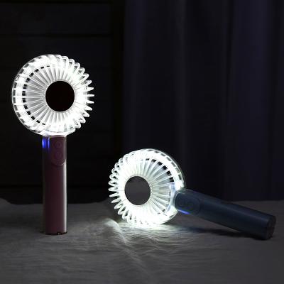 China With New 2021 Base Handheld Portable Led Light Dial Fan Air Cooler Mini Tabletop Fan for sale