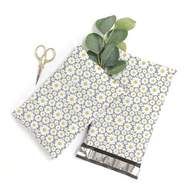 China Waterproof Daisy Floral leopard design printing thickness 12C ads 14.5*19 poly inch plastic polymailer shipping express packaging bags for sale