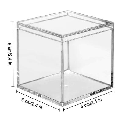 China Transparent Acrylic Plastic Mold Injection Candy Box Box With Lid Cube Crate Party Treat Gift Clear Protector Case With Clear Ribbon Candy Box for sale