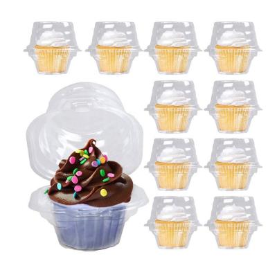 China Biodegradable Stackable Single Compartment Cake Stand Container Cupcake PVC Clear Plastic Box With Deep Dome Disposable Cupcake Boxes for sale