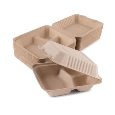 China Clamshell 100% Compostable Recyclable Take Out Food Containers 6x6