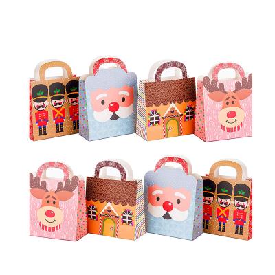 China Recycled Materials Christmas Candy Paper Bag Set Cutting Handles Reusable Craft Paper Presents Bags 23x10x23cm Watch Kraft Custom Paper Bag for sale