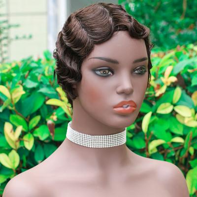 China #2 Inch Hot Color #2 Short 4 Inch Hot Color Short 4 Color Human Hair Wig Natrual Amazon Sale Finger Wave Finger Wave Pixie Wig for sale